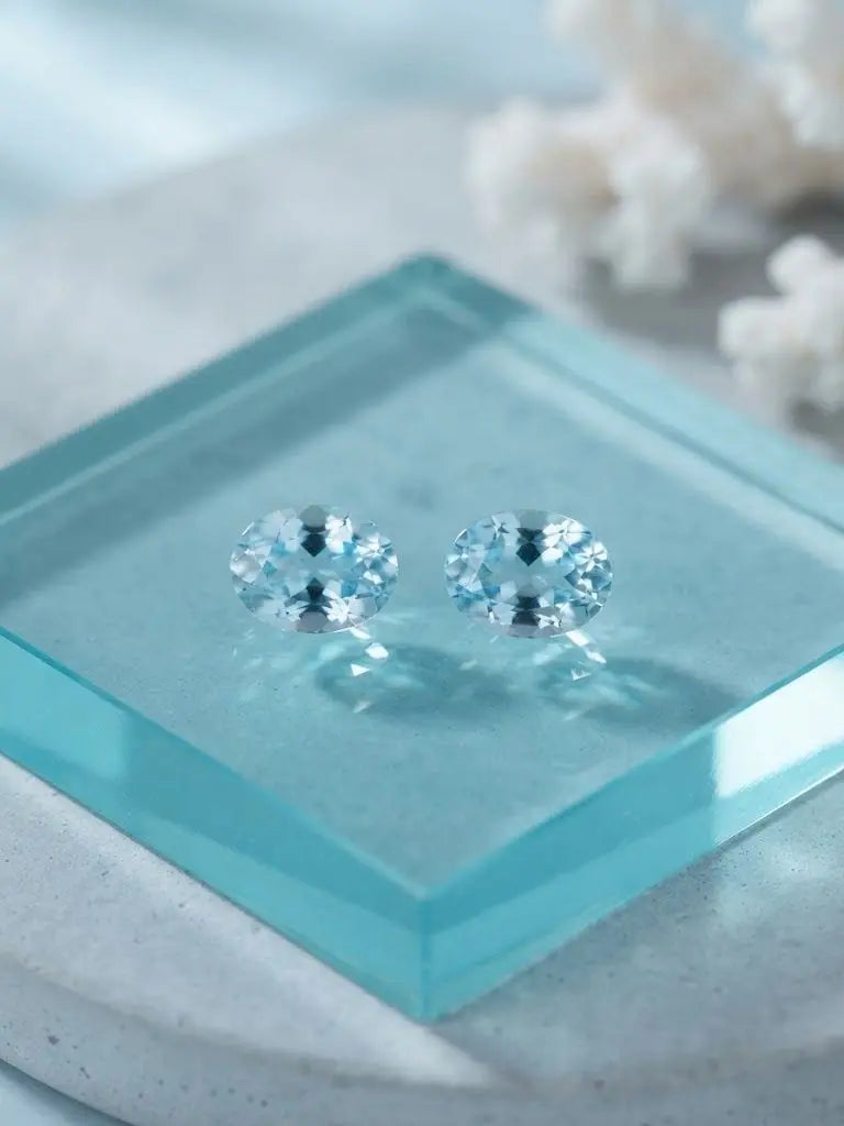 Natural Quality 2 Aquamarine Gemstones From Madagascar, Dimension 3x5 mm, Weight 0.30 Ct, Shape Oval, GEM-ABC-273